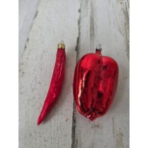 Vintage Christborn pepper glitter vegetable glass ornament food set